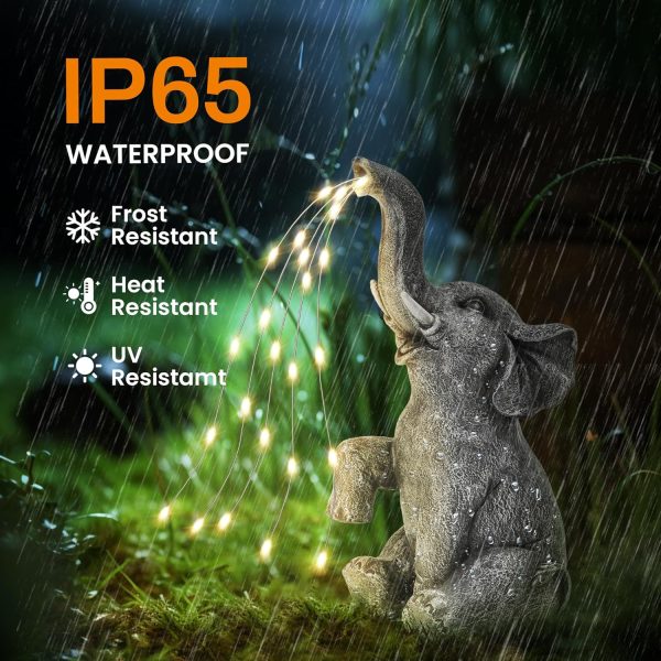 GIGALUMI Solar Garden Decor Watering Elephant Statues Outdoor, Birthday Gifts for Women Mom Grandma Senior Elder, Elephant Ornament for Balcony, Garden, Patio, Yard, Lawn (Constant Lights Only) - Image 5