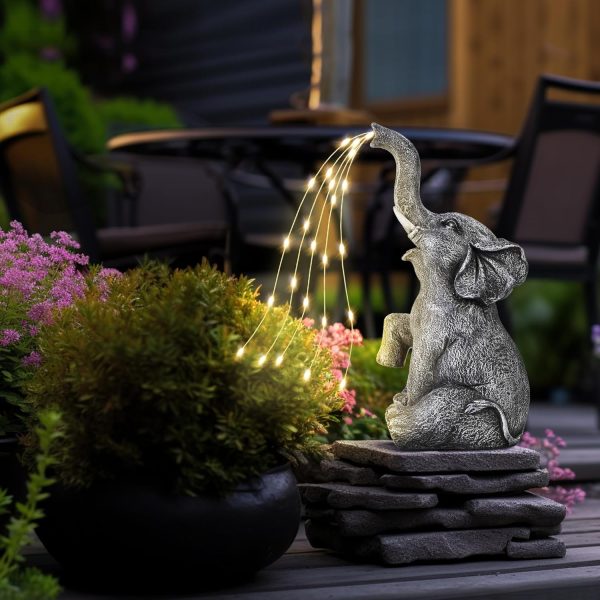 GIGALUMI Solar Garden Decor Watering Elephant Statues Outdoor, Birthday Gifts for Women Mom Grandma Senior Elder, Elephant Ornament for Balcony, Garden, Patio, Yard, Lawn (Constant Lights Only) - Image 8