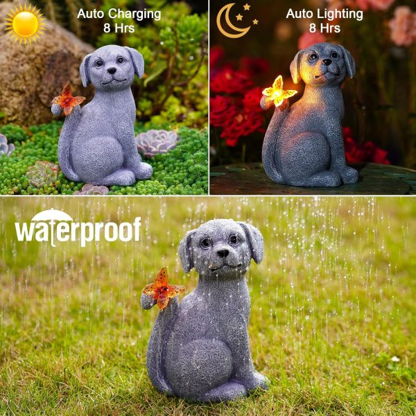 Nacome Solar Cat Outdoor Statues for Garden: Outside Decor with Butterfly Clearance for Yard Art Lawn Ornaments Porch Patio Balcony Home House - Birthday Gifts for Grandma Mom Women - Image 11