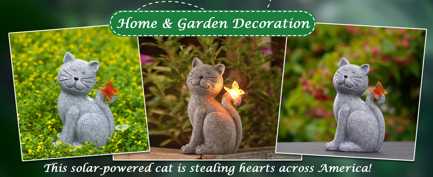 Fathers Day Gifts Cat with Butterfly Garden Decor
