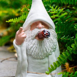 Leverse Middle Finger Decor Statue, 5.9in Naughty Smoking Wizard Dwarf- Funny Garden Gnomes Outdoor Decorations for Lawn Patio Yard Home Decor Easter Halloween