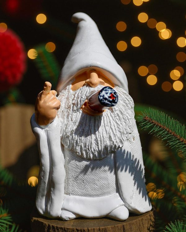 Leverse Middle Finger Decor Statue, 5.9in Naughty Smoking Wizard Dwarf- Funny Garden Gnomes Outdoor Decorations for Lawn Patio Yard Home Decor Easter Halloween - Image 7