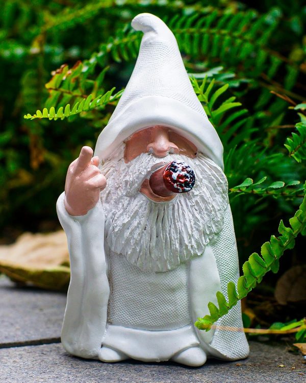 Leverse Middle Finger Decor Statue, 5.9in Naughty Smoking Wizard Dwarf- Funny Garden Gnomes Outdoor Decorations for Lawn Patio Yard Home Decor Easter Halloween - Image 9