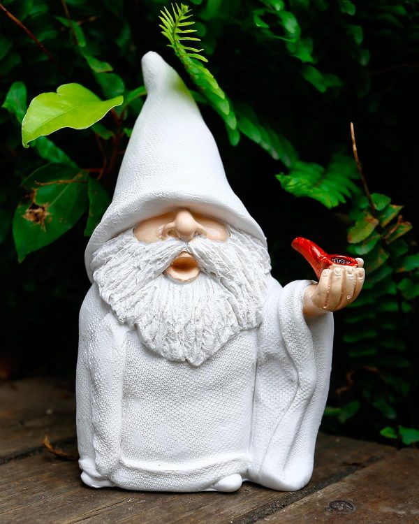 Leverse Middle Finger Decor Statue, 5.9in Naughty Smoking Wizard Dwarf- Funny Garden Gnomes Outdoor Decorations for Lawn Patio Yard Home Decor Easter Halloween - Image 16