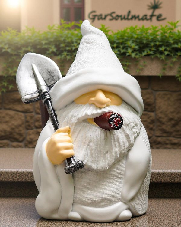 Leverse Middle Finger Decor Statue, 5.9in Naughty Smoking Wizard Dwarf- Funny Garden Gnomes Outdoor Decorations for Lawn Patio Yard Home Decor Easter Halloween - Image 25