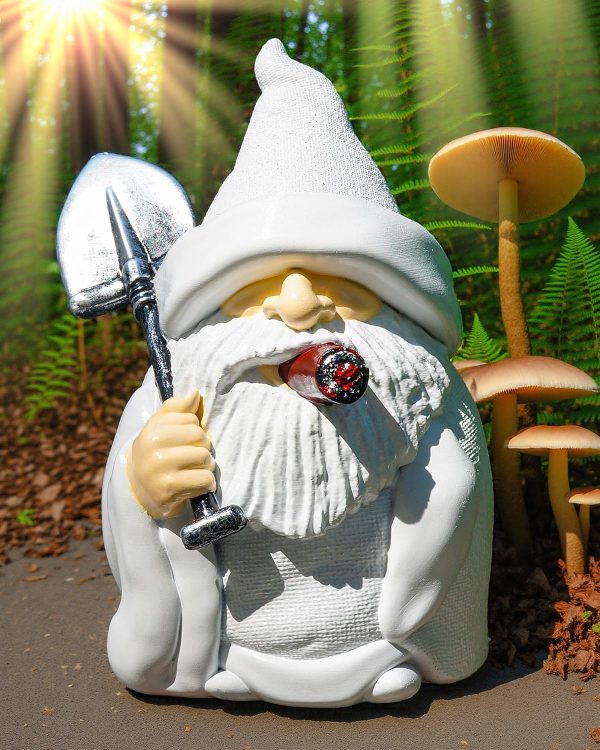 Leverse Middle Finger Decor Statue, 5.9in Naughty Smoking Wizard Dwarf- Funny Garden Gnomes Outdoor Decorations for Lawn Patio Yard Home Decor Easter Halloween - Image 26