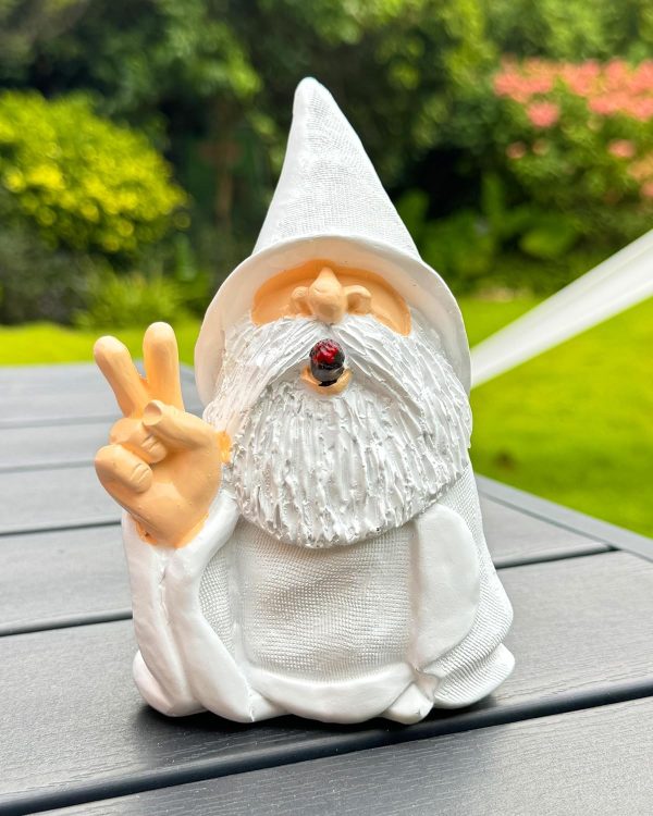 Leverse Middle Finger Decor Statue, 5.9in Naughty Smoking Wizard Dwarf- Funny Garden Gnomes Outdoor Decorations for Lawn Patio Yard Home Decor Easter Halloween - Image 33