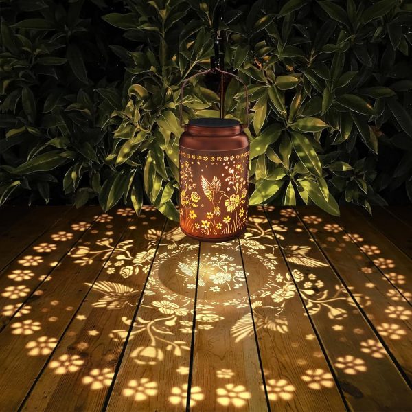 Solar Lanterns Outdoor Waterproof Hummingbird Garden Decor Gifts for Women Mom Grandma Hanging Solar Lights Metal Solar Decoration Outside for Yard, Patio, Backyard, Porch - Image 4