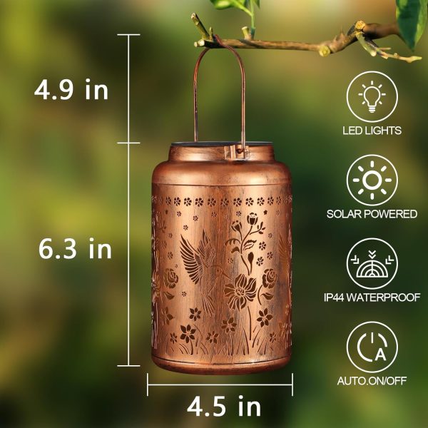 Solar Lanterns Outdoor Waterproof Hummingbird Garden Decor Gifts for Women Mom Grandma Hanging Solar Lights Metal Solar Decoration Outside for Yard, Patio, Backyard, Porch - Image 22