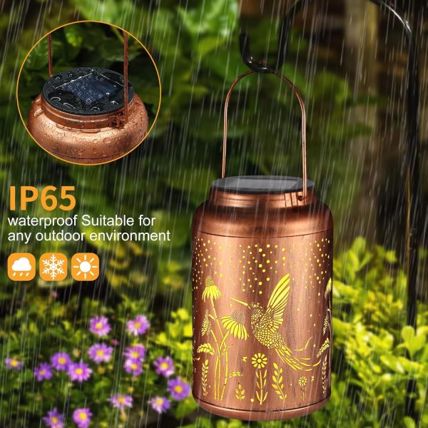 Solar Lanterns Outdoor Waterproof Hummingbird Garden Decor Gifts for Women Mom Grandma Hanging Solar Lights Metal Solar Decoration Outside for Yard, Patio, Backyard, Porch - Image 31
