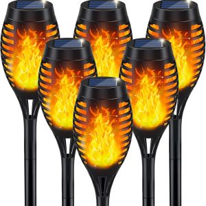 IkeeRuic Solar Lights Outdoor, Solar Torch Light with Flickering Flame for Garden Decor, Solar Garden Lights, Waterproof Outdoor Lighting, Flame Torches for Outside Patio Pathway Yard Decorations