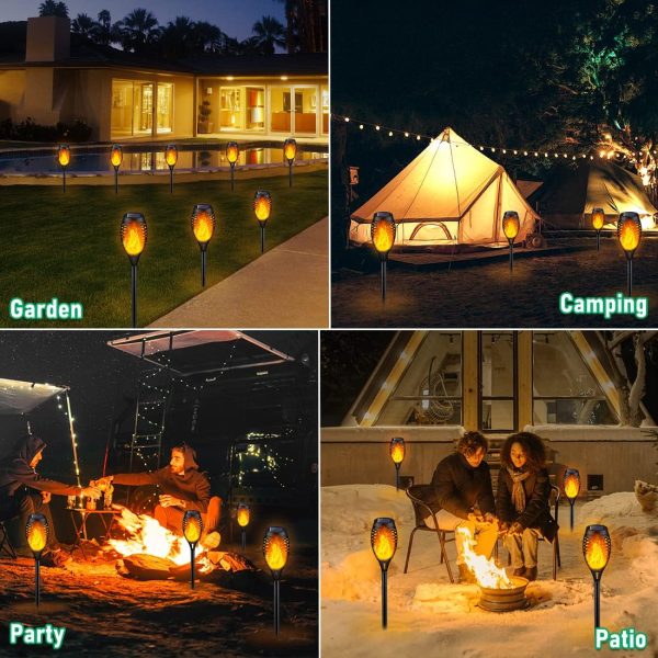 IkeeRuic Solar Lights Outdoor, Solar Torch Light with Flickering Flame for Garden Decor, Solar Garden Lights, Waterproof Outdoor Lighting, Flame Torches for Outside Patio Pathway Yard Decorations - Image 2
