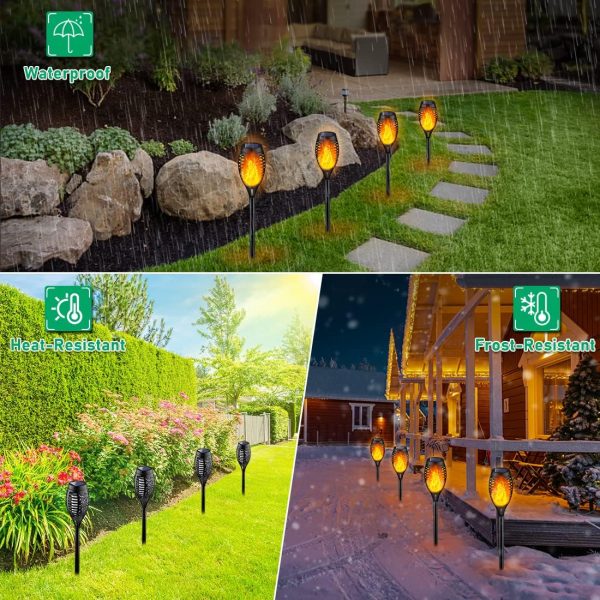 IkeeRuic Solar Lights Outdoor, Solar Torch Light with Flickering Flame for Garden Decor, Solar Garden Lights, Waterproof Outdoor Lighting, Flame Torches for Outside Patio Pathway Yard Decorations - Image 4