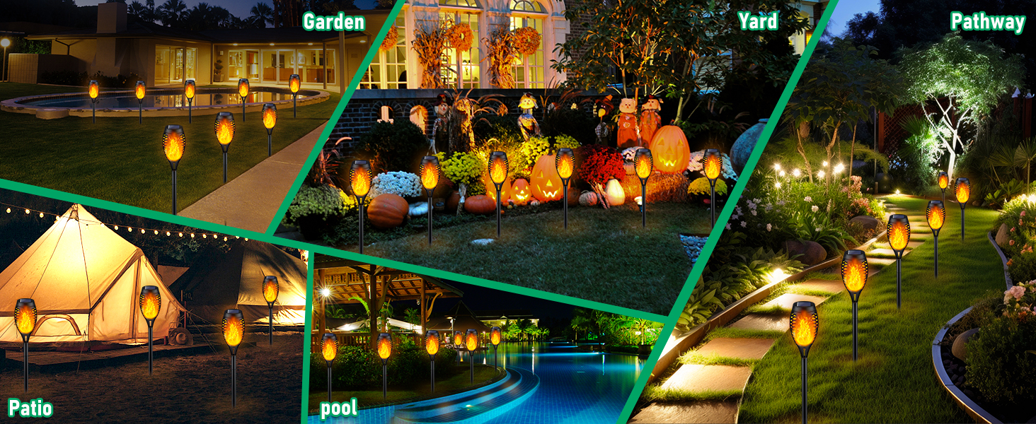 Solar Flame Torch Lights for Outdoor Decor